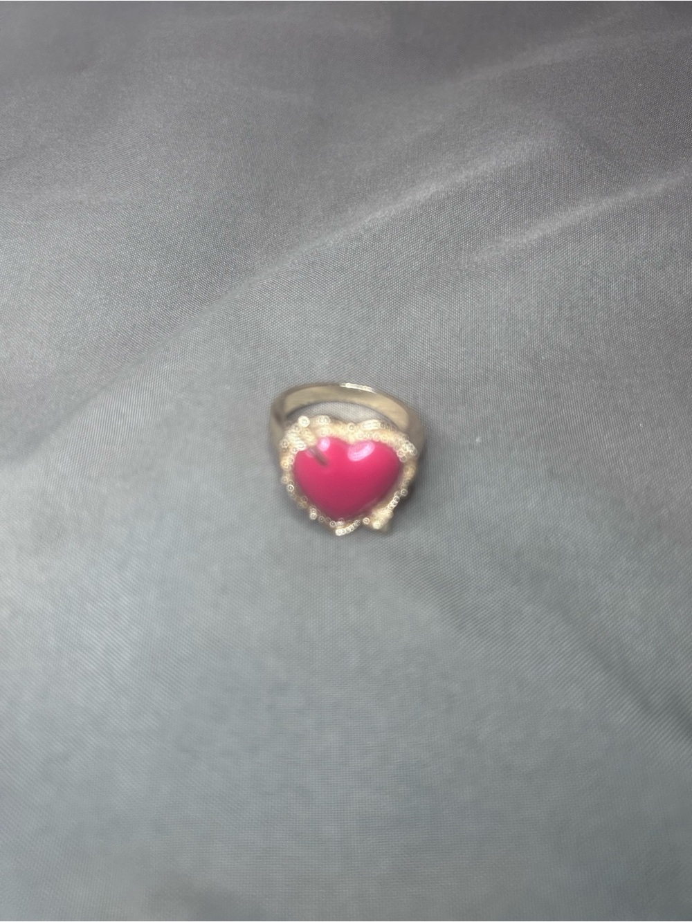 Red Heart Ring with Crystal Halo